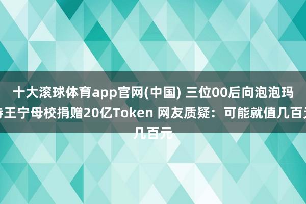 十大滚球体育app官网(中国) 三位00后向泡泡玛特王宁母校捐赠20亿Token 网友质疑：可能就值几百元