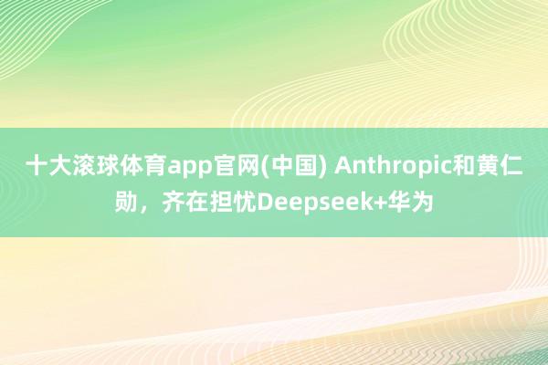 十大滚球体育app官网(中国) Anthropic和黄仁勋，齐在担忧Deepseek+华为