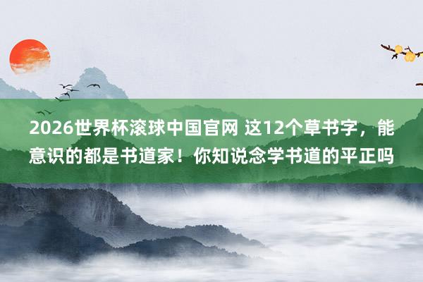 2026世界杯滚球中国官网 这12个草书字，能意识的都是书道家！你知说念学书道的平正吗