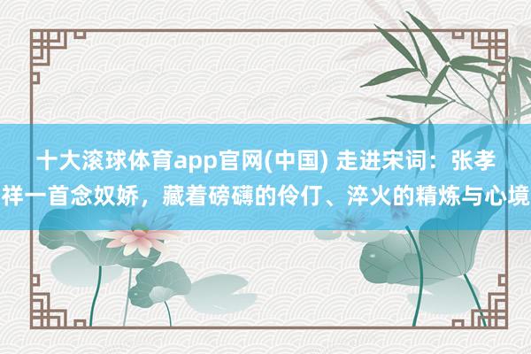 十大滚球体育app官网(中国) 走进宋词：张孝祥一首念奴娇，藏着磅礴的伶仃、淬火的精炼与心境