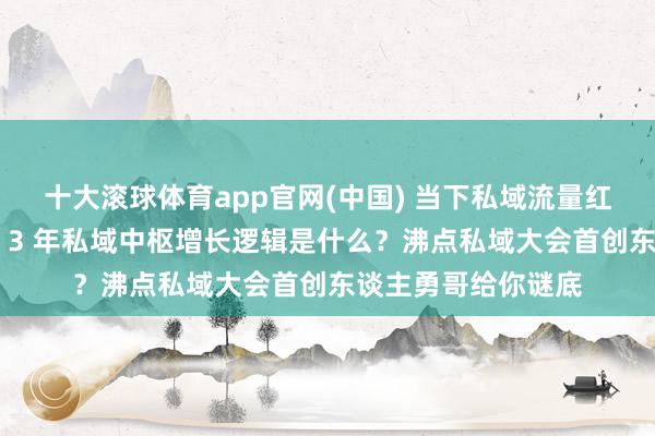 十大滚球体育app官网(中国) 当下私域流量红利是否见顶，改日 3 年私域中枢增长逻辑是什么？沸点私域大会首创东谈主勇哥给你谜底