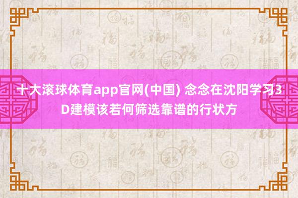 十大滚球体育app官网(中国) 念念在沈阳学习3D建模该若何筛选靠谱的行状方