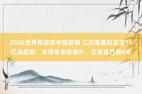 2026世界杯滚球中国官网 江苏索普拟定增16亿元延链：本领全来自海外，又名堂已拖4年