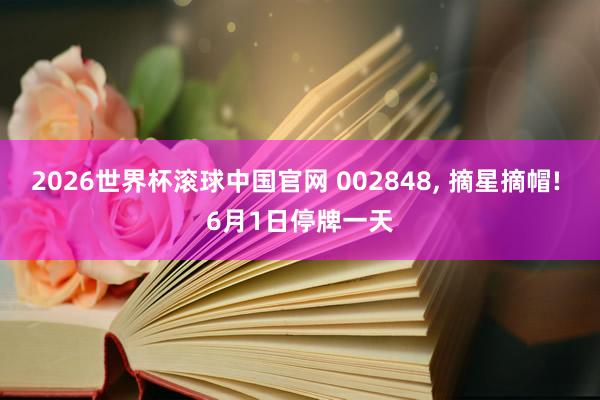 2026世界杯滚球中国官网 002848， 摘星摘帽! 6月1日停牌一天