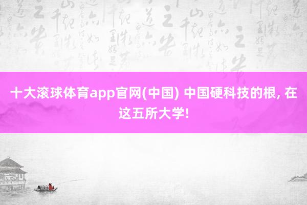十大滚球体育app官网(中国) 中国硬科技的根， 在这五所大学!