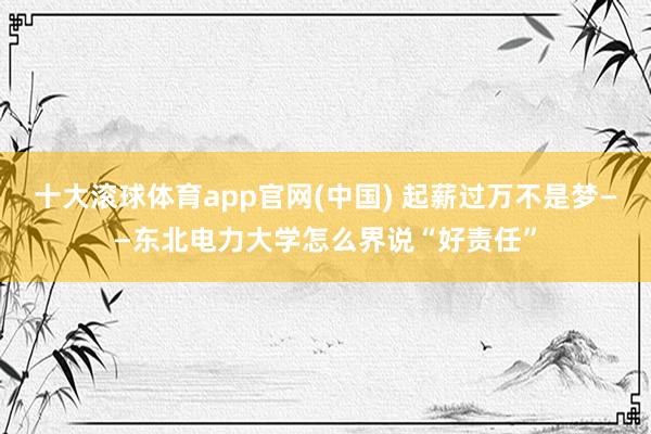 十大滚球体育app官网(中国) 起薪过万不是梦——东北电力大学怎么界说“好责任”