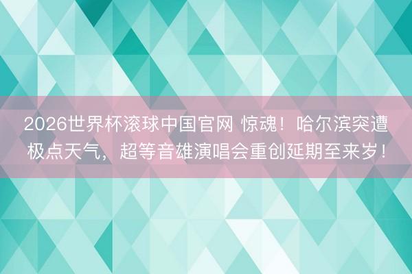 2026世界杯滚球中国官网 惊魂！哈尔滨突遭极点天气，超等音雄演唱会重创延期至来岁！